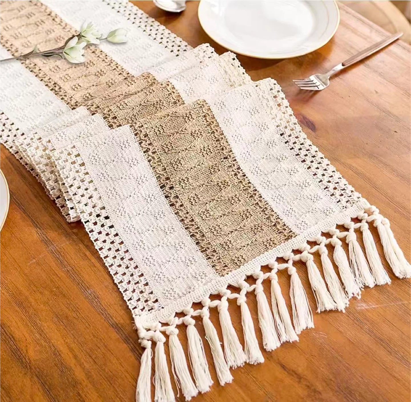 Macrame Table Runner with Tassels