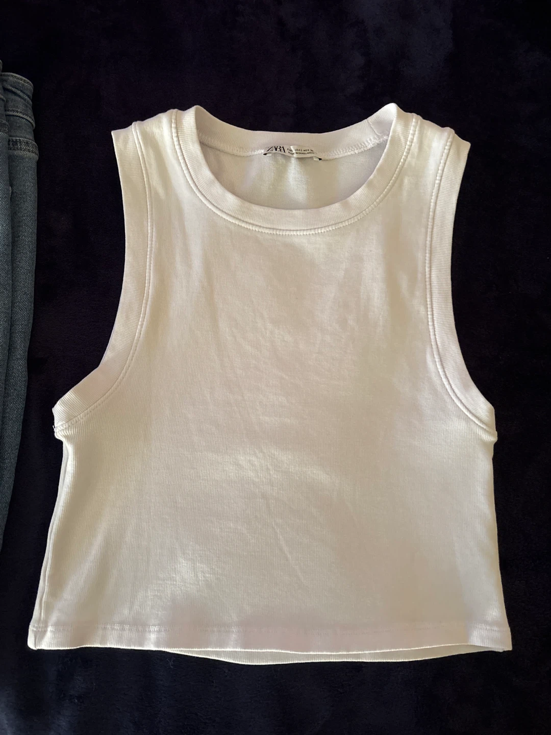 ZARA White Cropped Tank Top - Size L