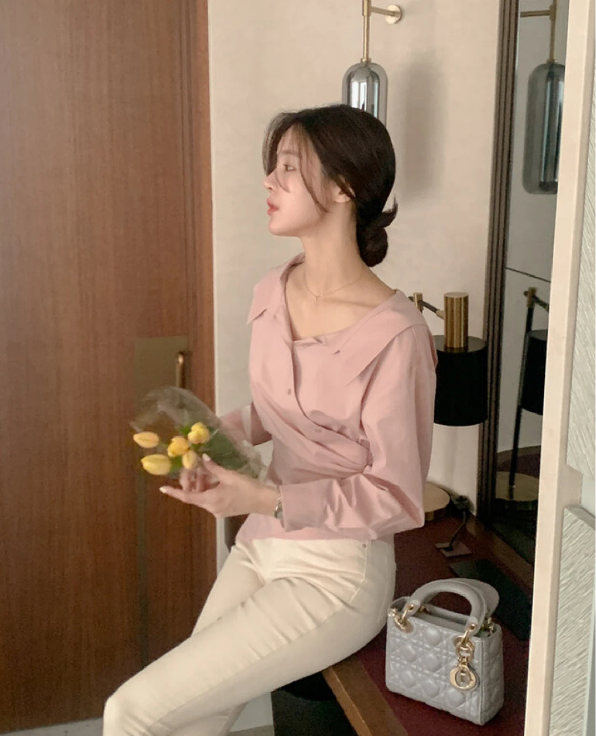 Pink Asymmetrical Button-Up Shirt - photo 4