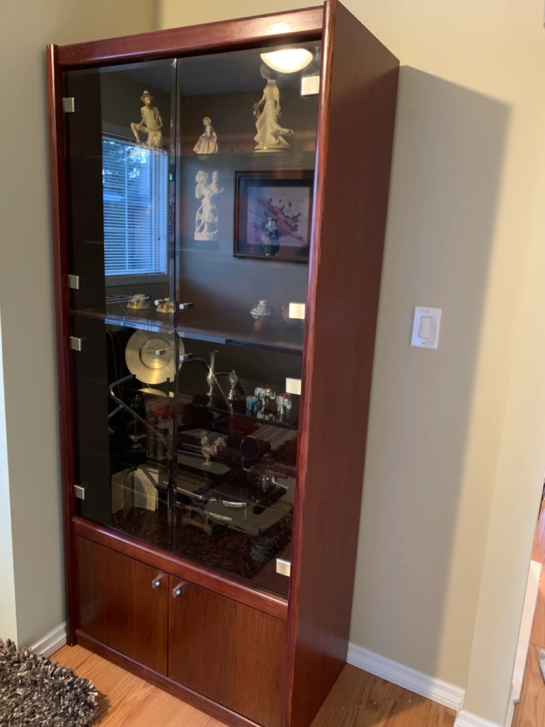 Glass Display Cabinet with Wooden Base