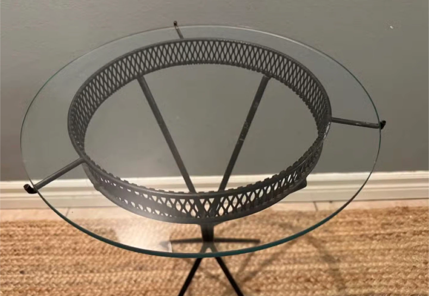 Glass Top Side Table with Metal Base - photo 2