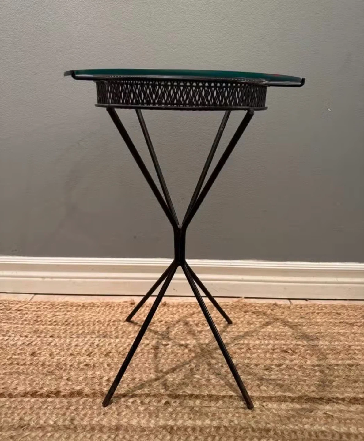 Glass Top Side Table with Metal Base