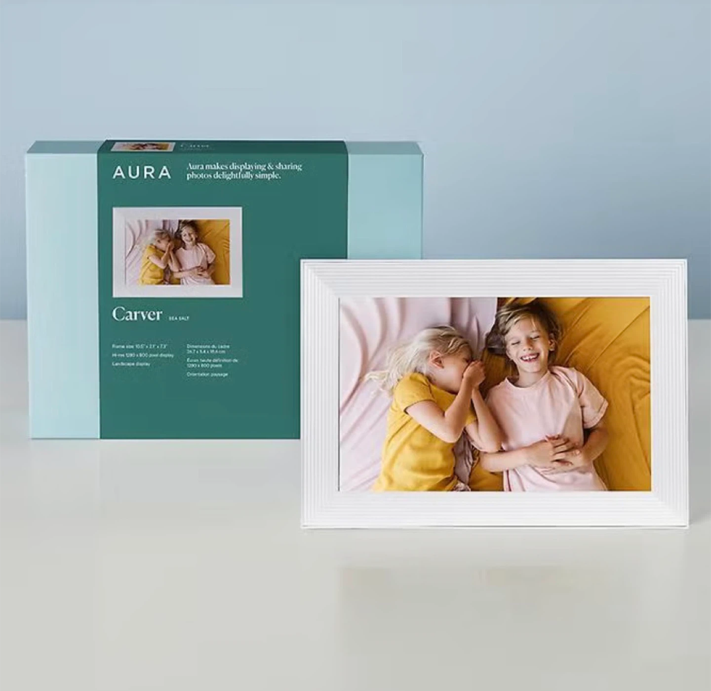 Aura Carver Digital Photo Frame - Sea Salt White