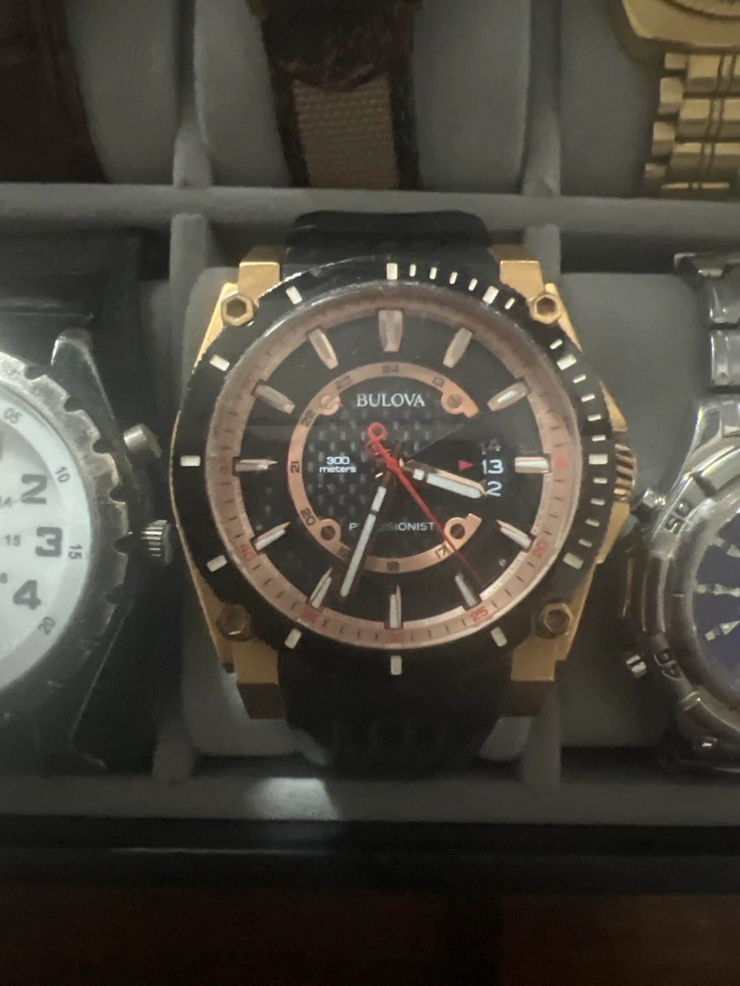Bulova Precisionist Watch - Gold Tone Black Dial