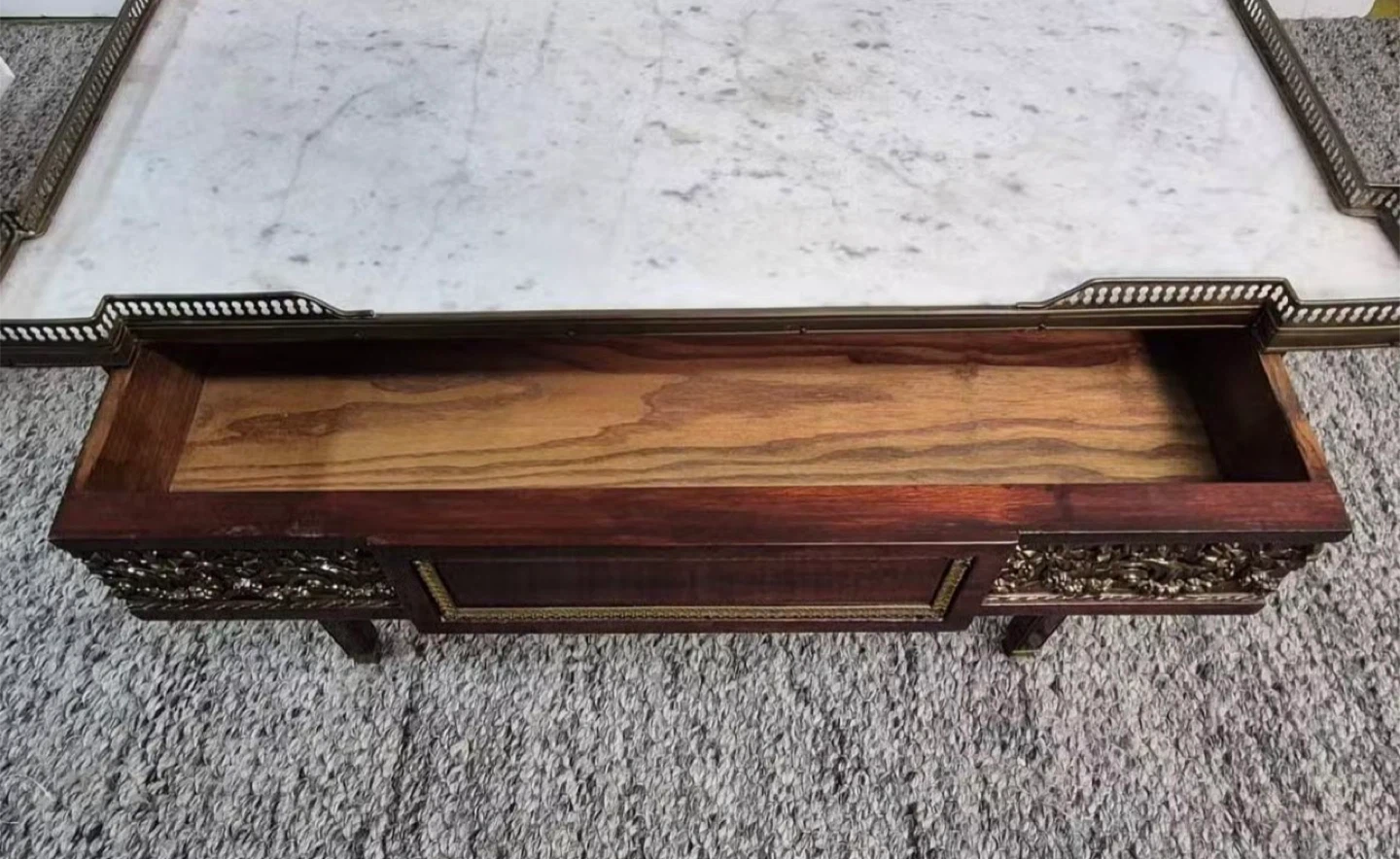 Marble Top Table with Ornate Carvings - photo 2