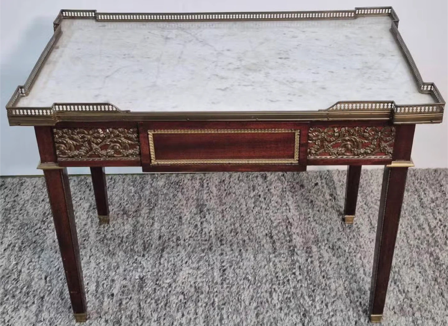 Marble Top Table with Ornate Carvings