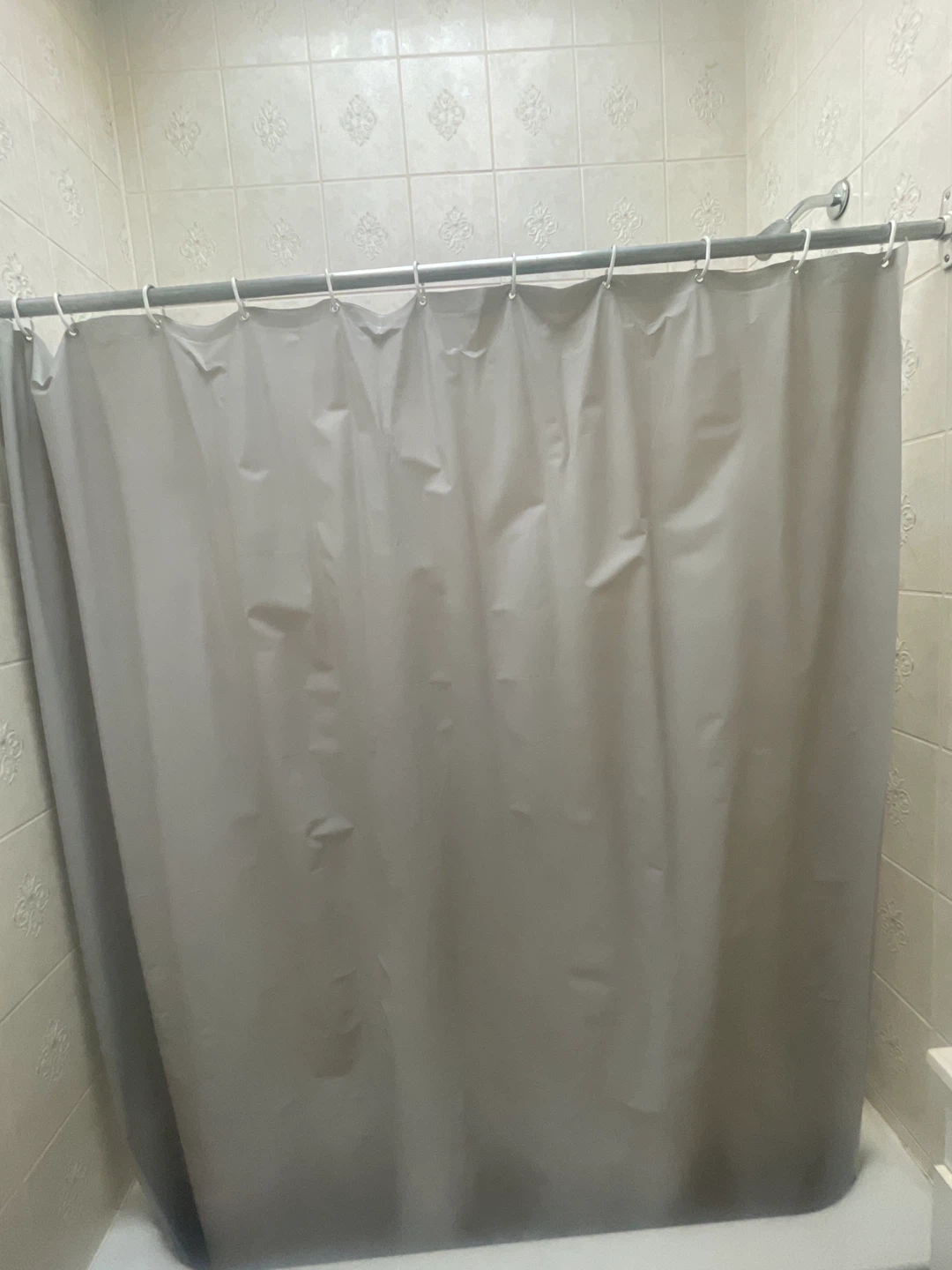 Gray Shower Curtain with Rings