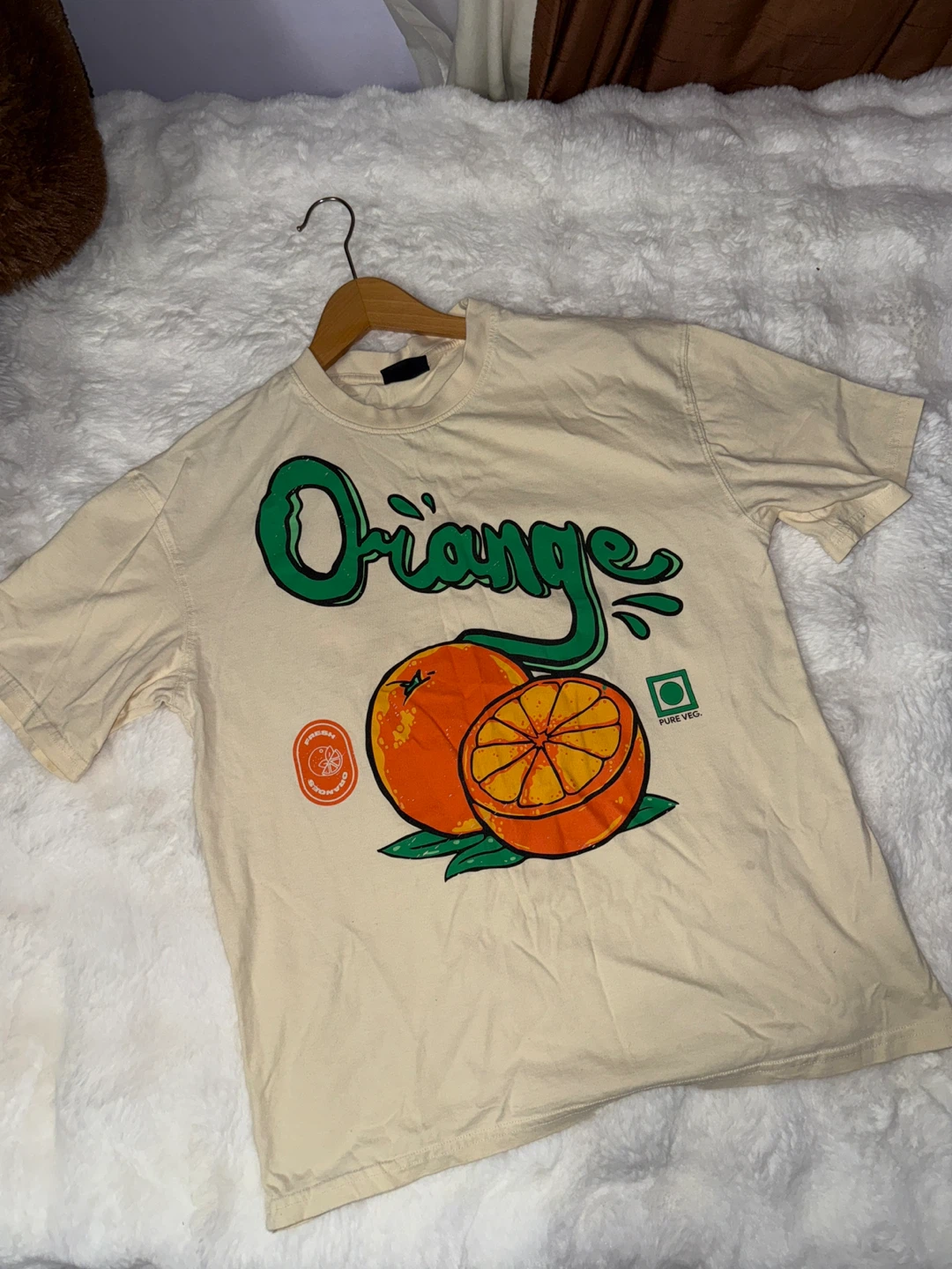 Cream Orange Graphic T-Shirt
