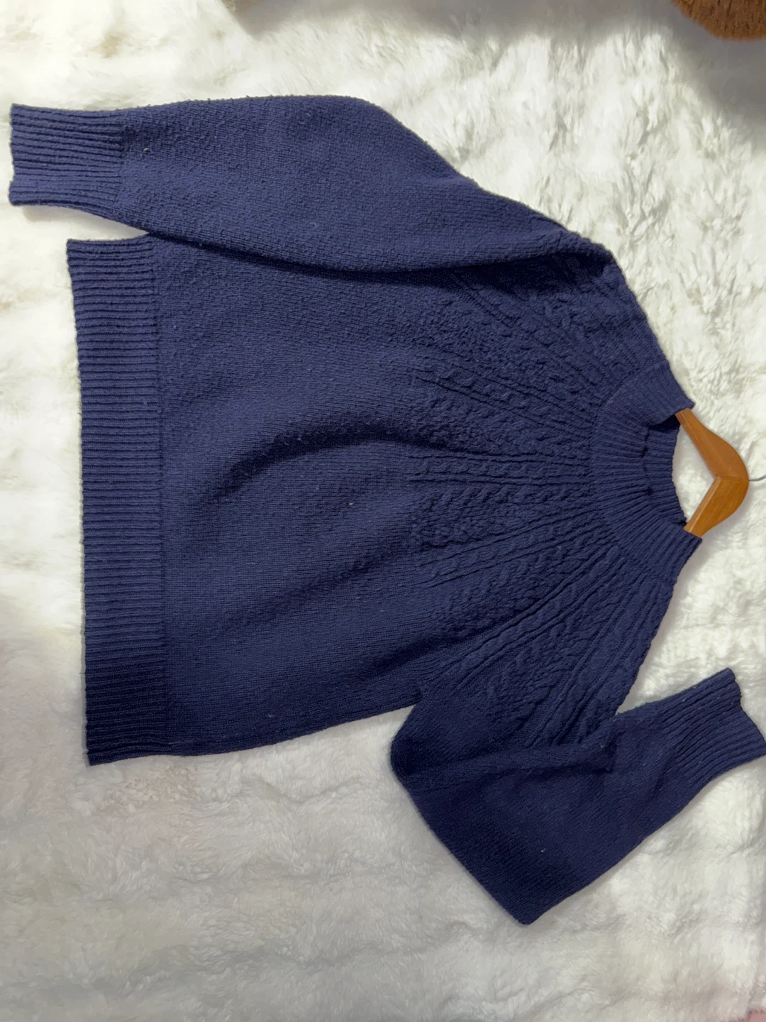 Navy Blue Textured Knit Sweater