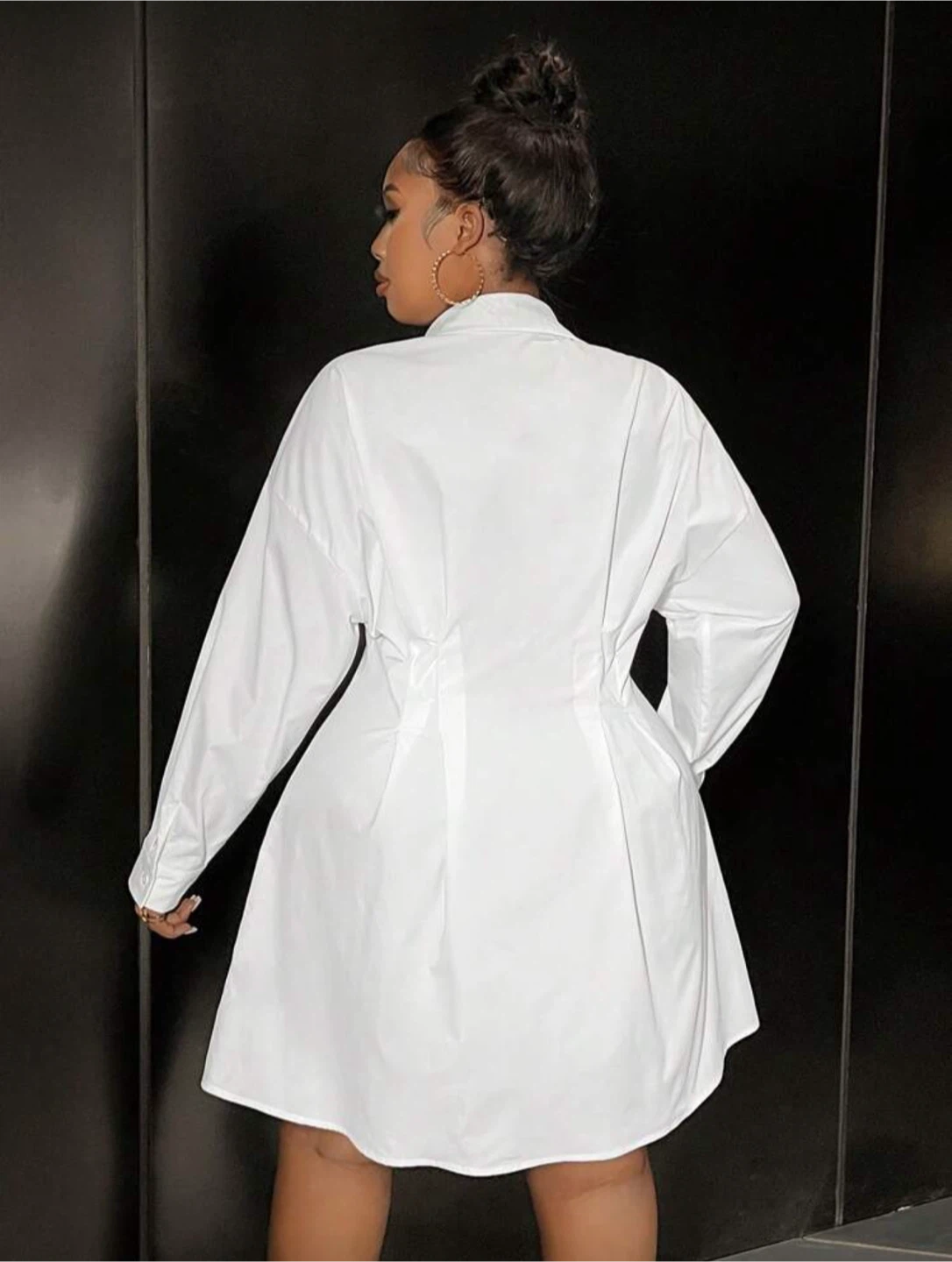 White Button-Up Shirt Dress - photo 2