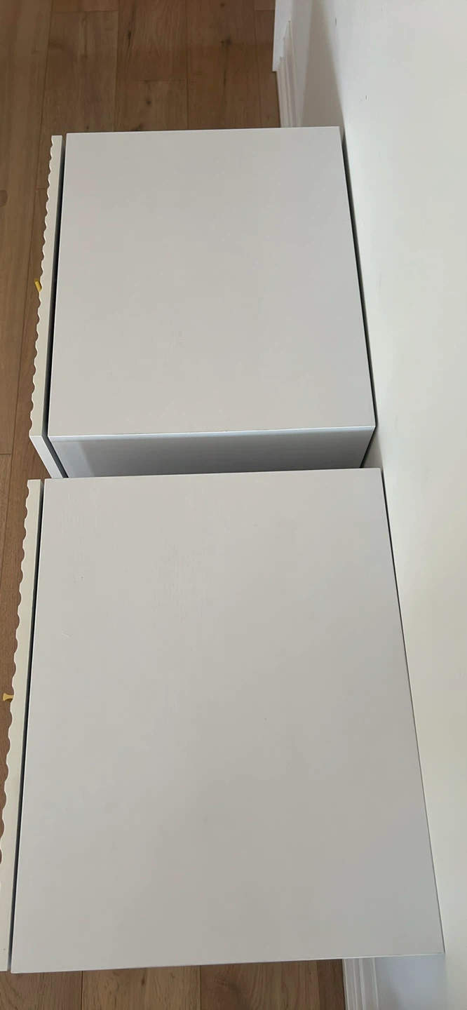 Pair of White Nightstands with Gold Accents - photo 4