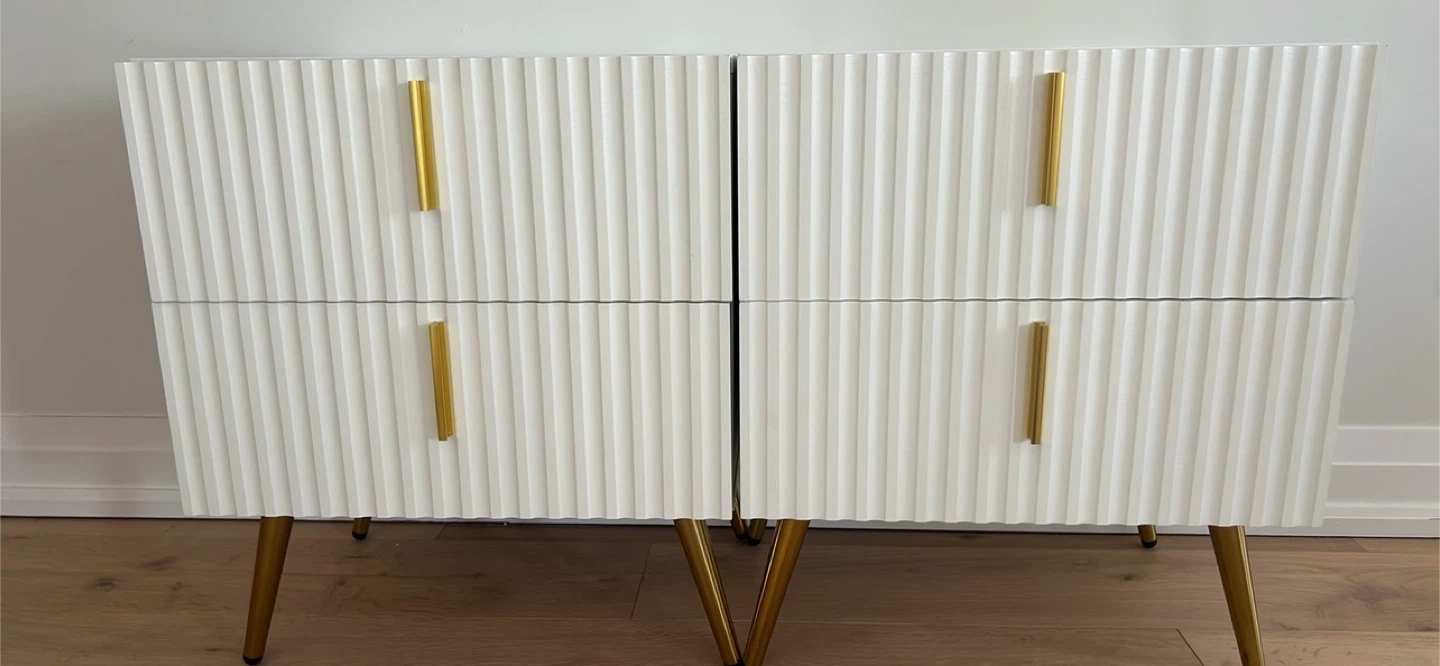 Pair of White Nightstands with Gold Accents - photo 5