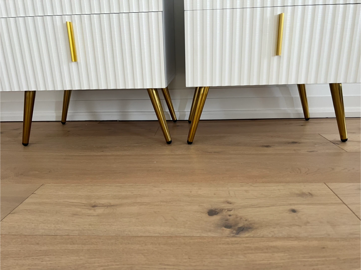 Pair of White Nightstands with Gold Accents - photo 2