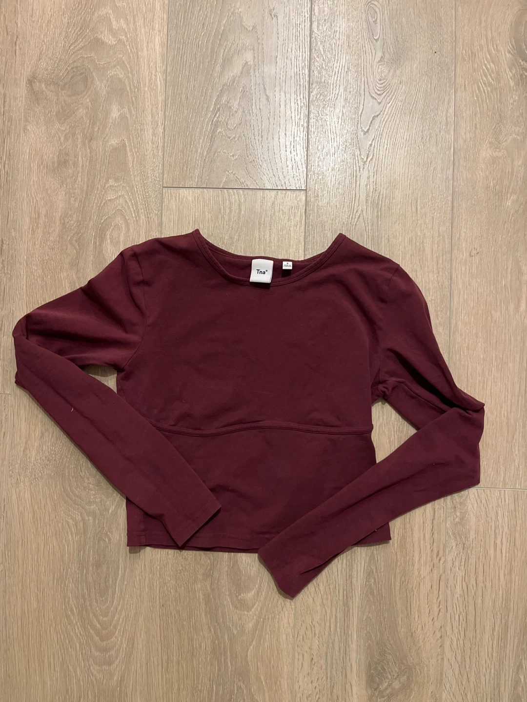 Tna Long Sleeve Crop Top - Burgundy - Size S