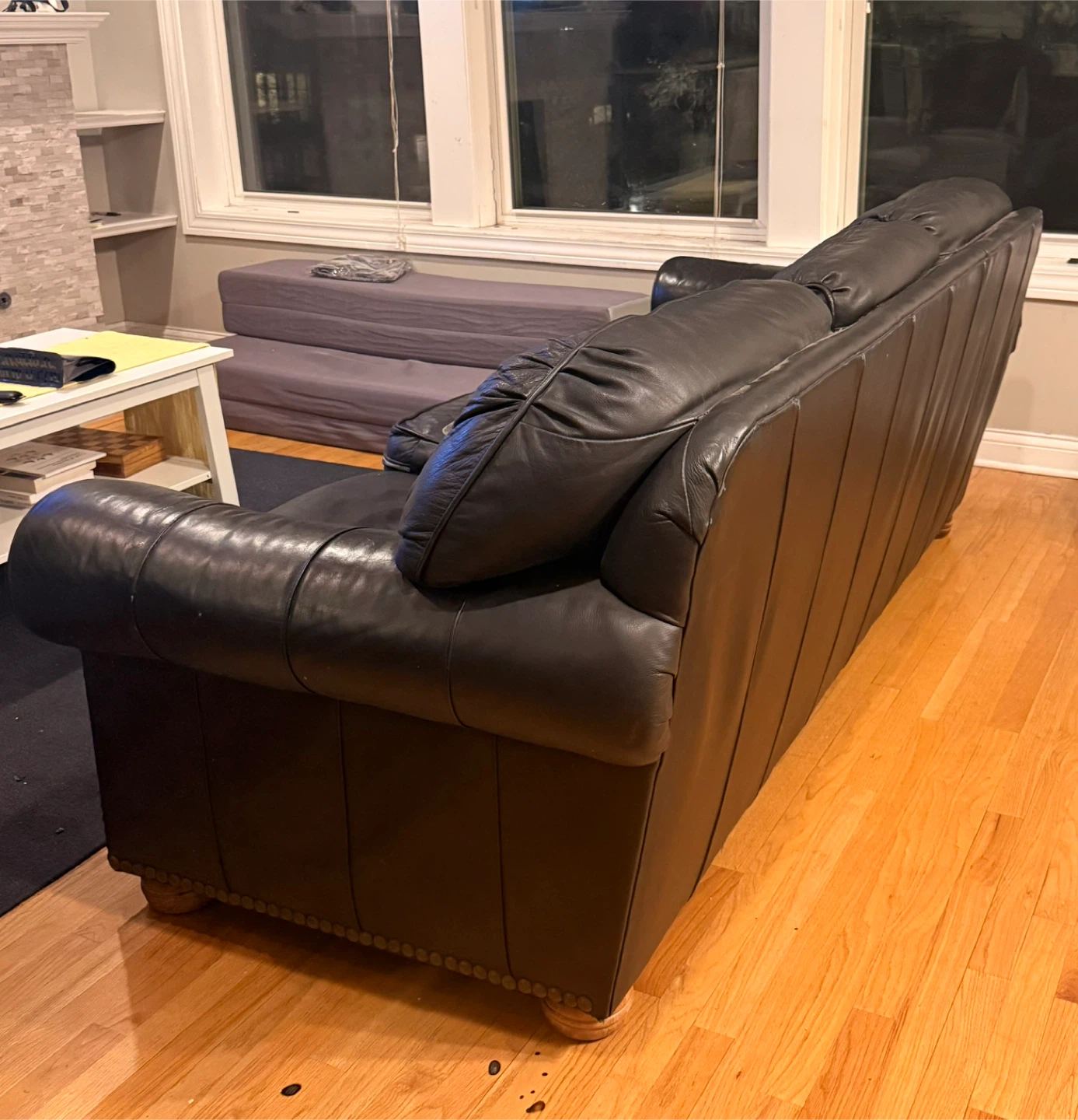 Black Leather Sofa - photo 2