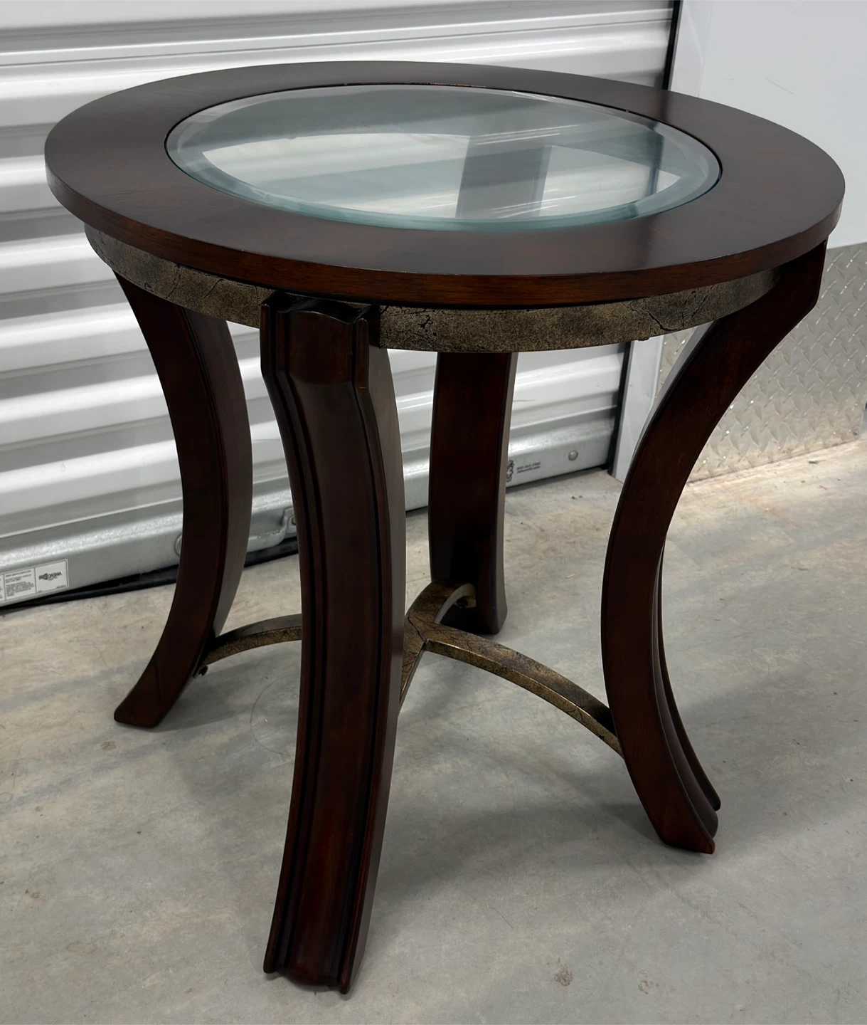 Round Glass Top Accent Table