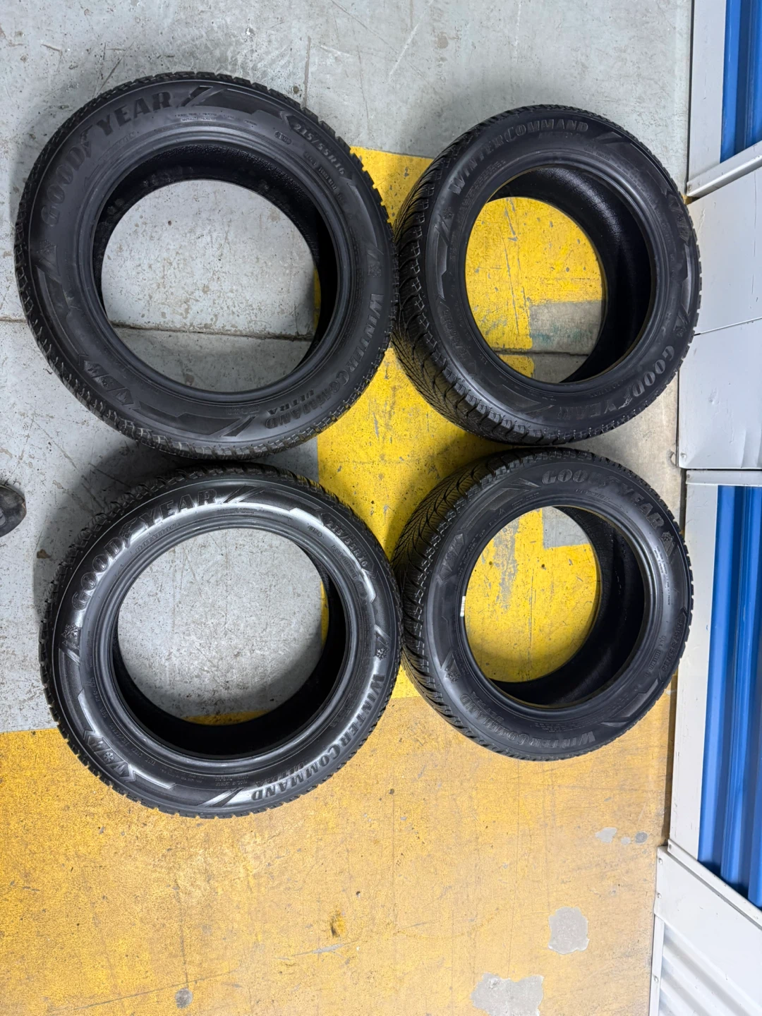 215/55/16 Goodyear Winter Tires – 8/32 Tread –DOT 2022