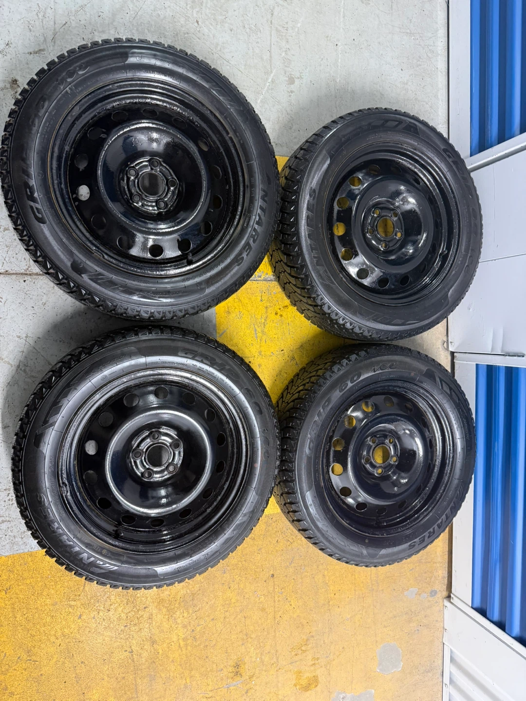 215/60/17 Winter Tires on Rims – 8/32 Tread – 5x105