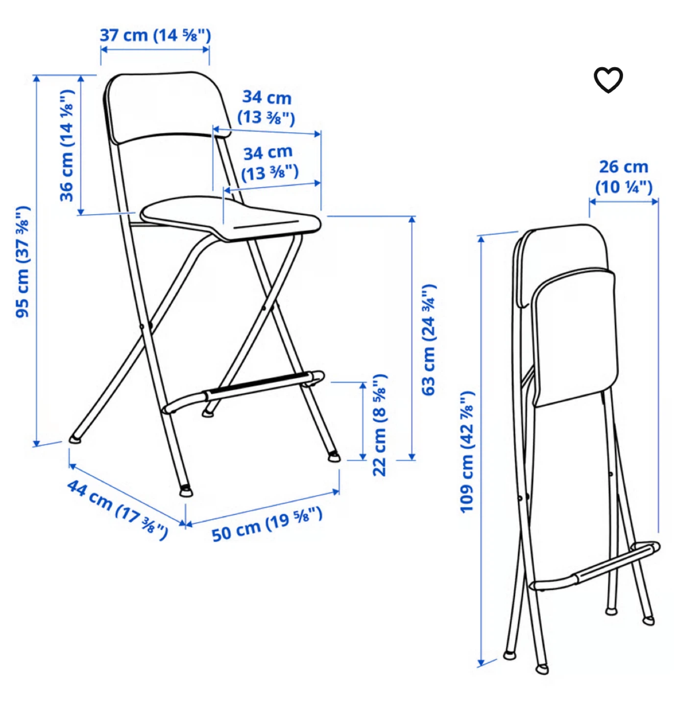 IKEA Franklin Folding Bar Stools - White - photo 3