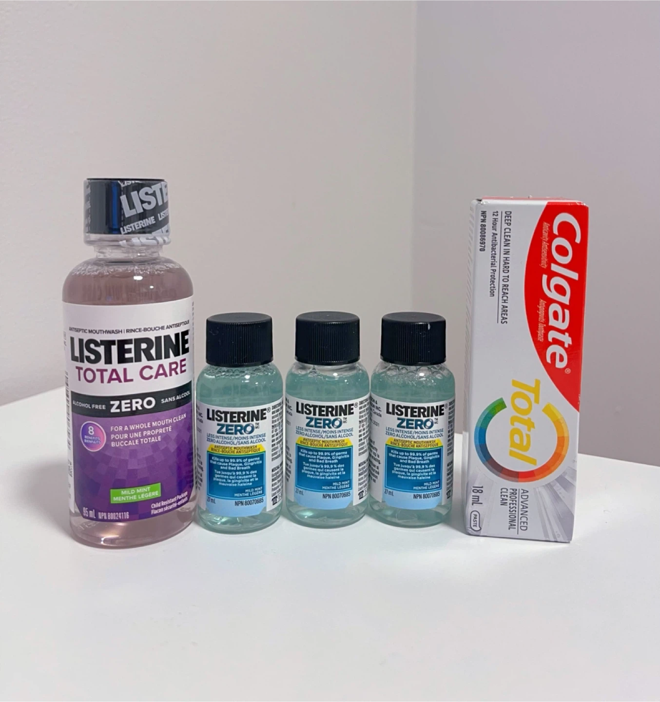 Listerine Zero Mouthwash & Colgate Total Toothpaste Set