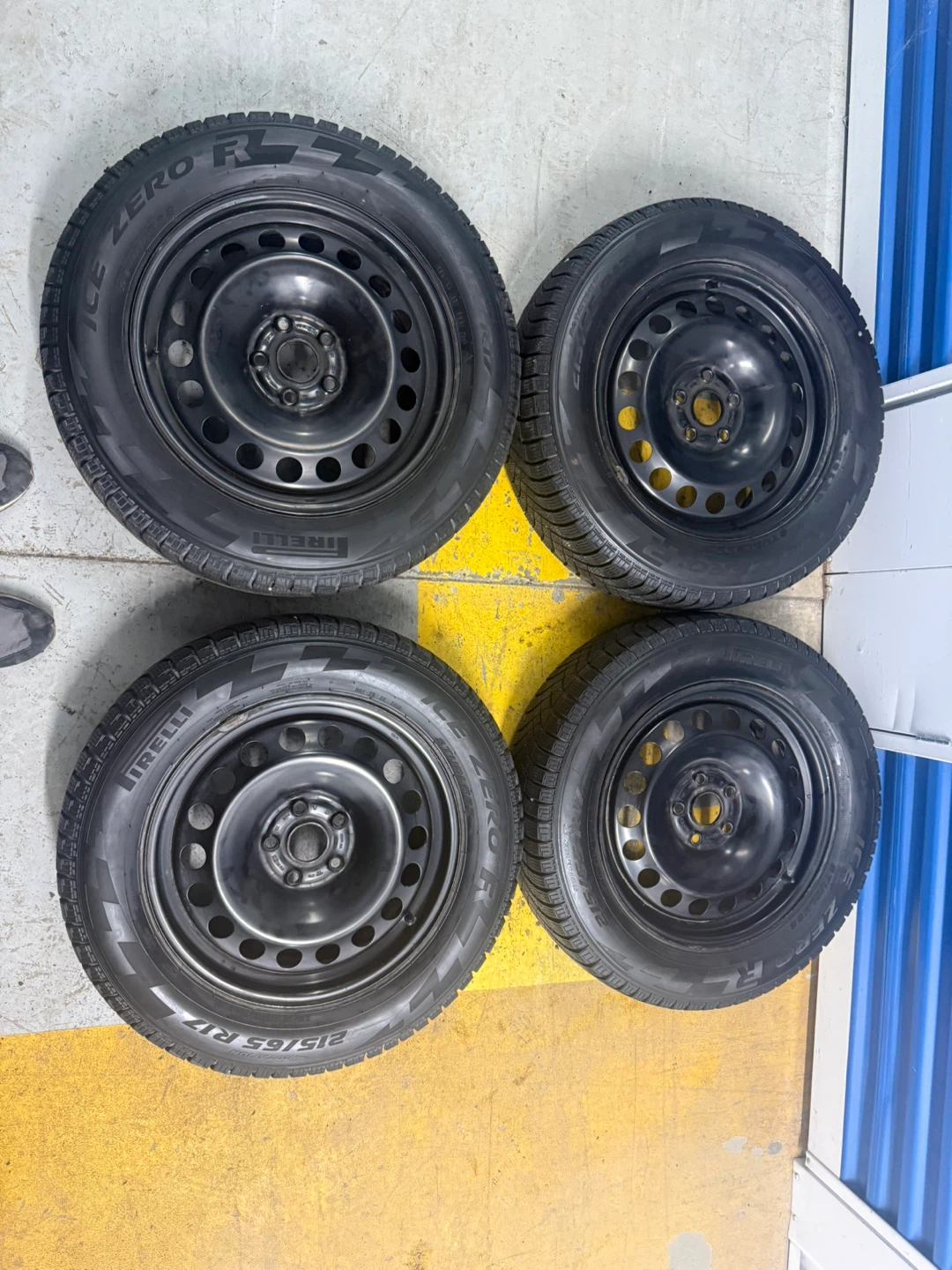215/65/17 Pirelli Winter Tires on Rims – 9/32 Tread – 5x112