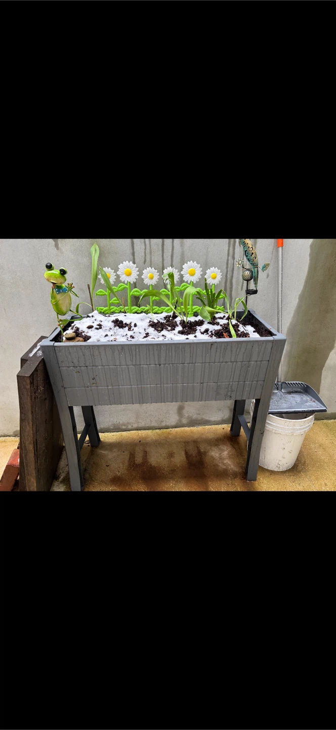 Elevated Garden Planter Box with Decorative Accents