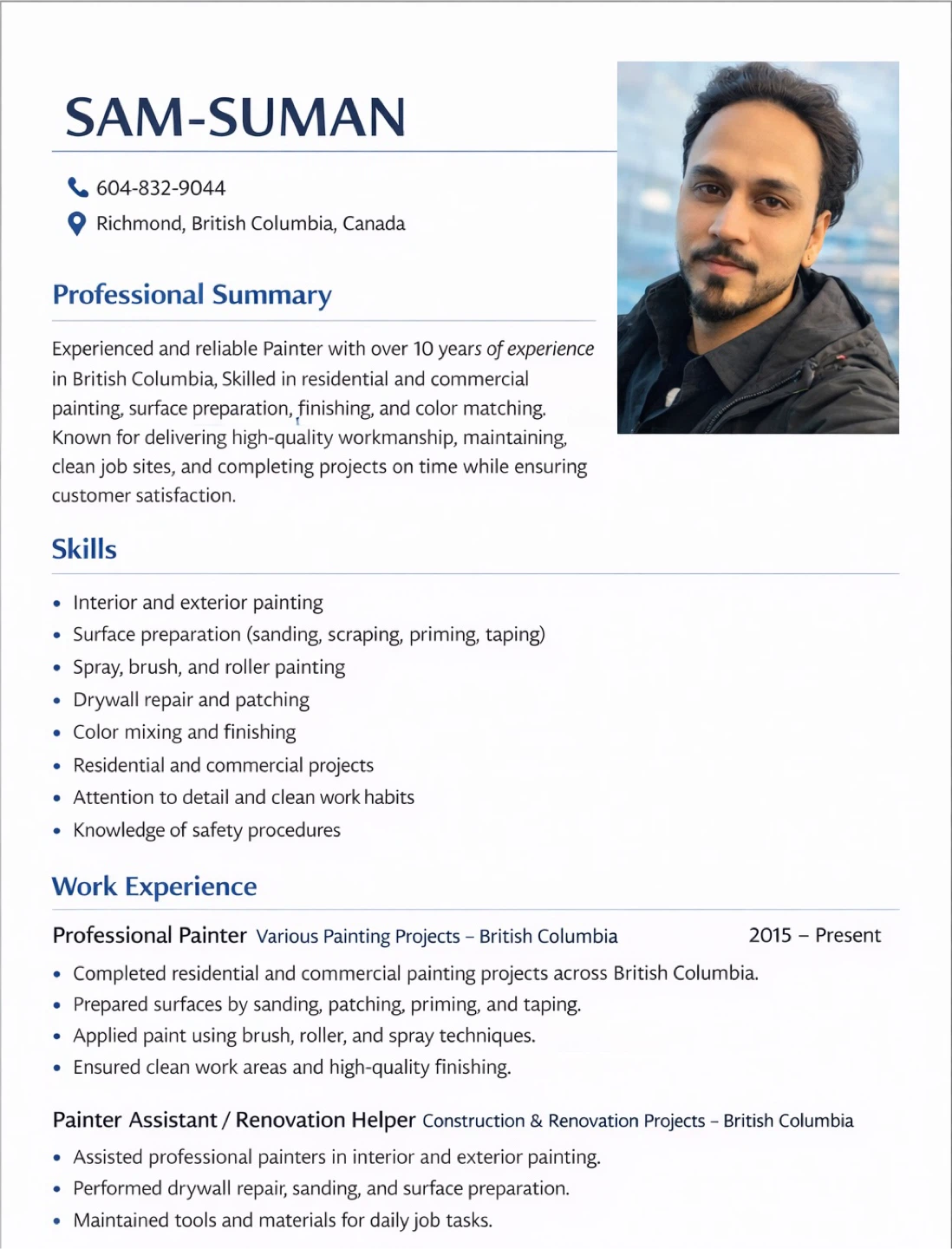 Experienced Painter in British Columbia