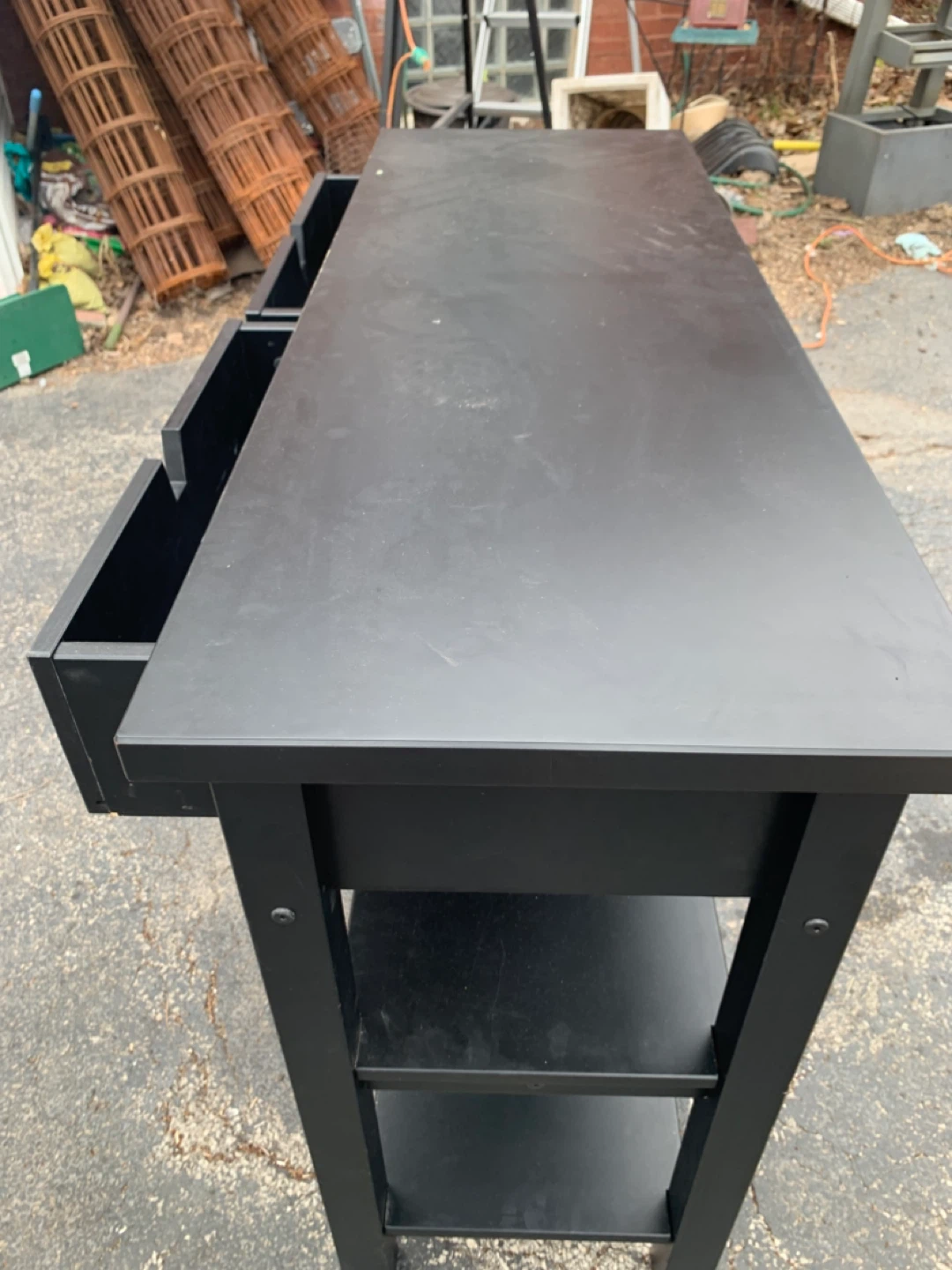 Black Console Table with Two Drawers and Shelf - photo 2