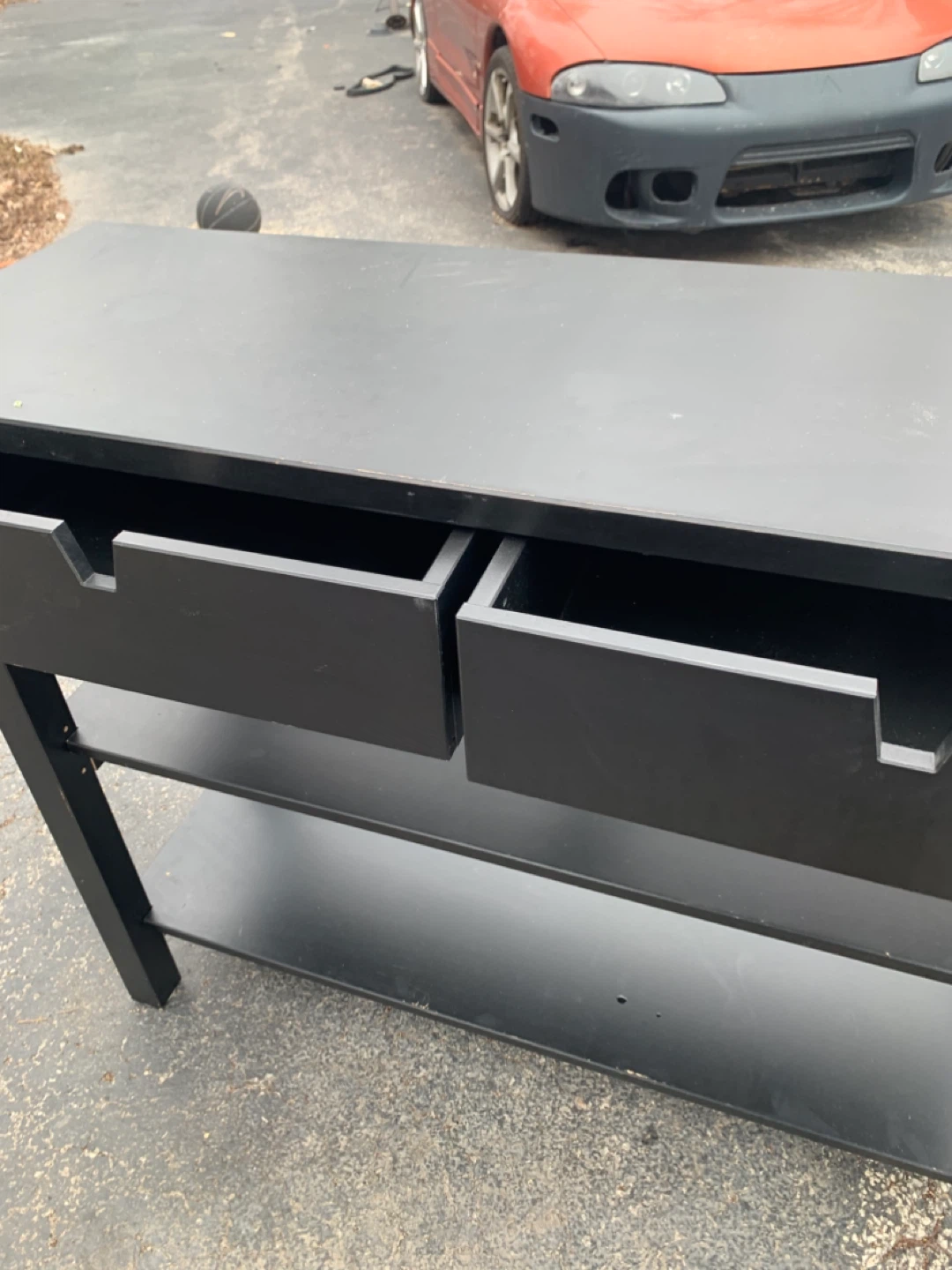 Black Console Table with Two Drawers and Shelf - photo 3