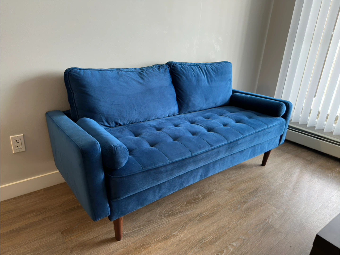 Blue Velvet Loveseat Sofa with Tufted Seat - photo 4