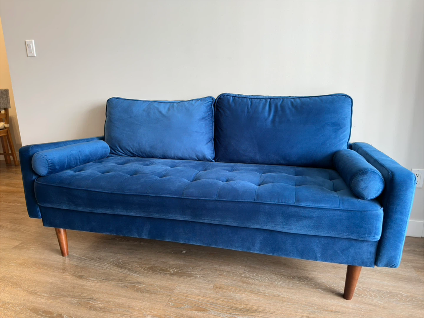 Blue Velvet Loveseat Sofa with Tufted Seat - photo 3