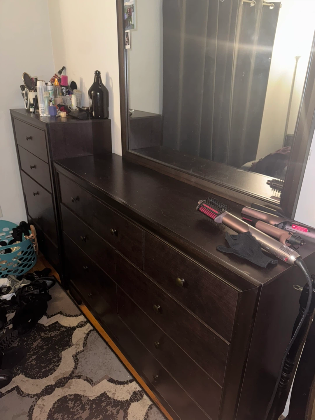 Dark Wood Dresser with Mirror