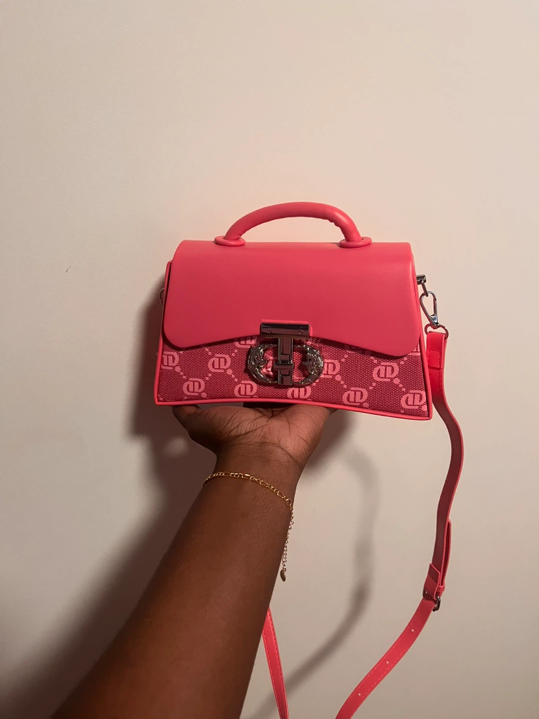Pink Handbag with Monogram Detail