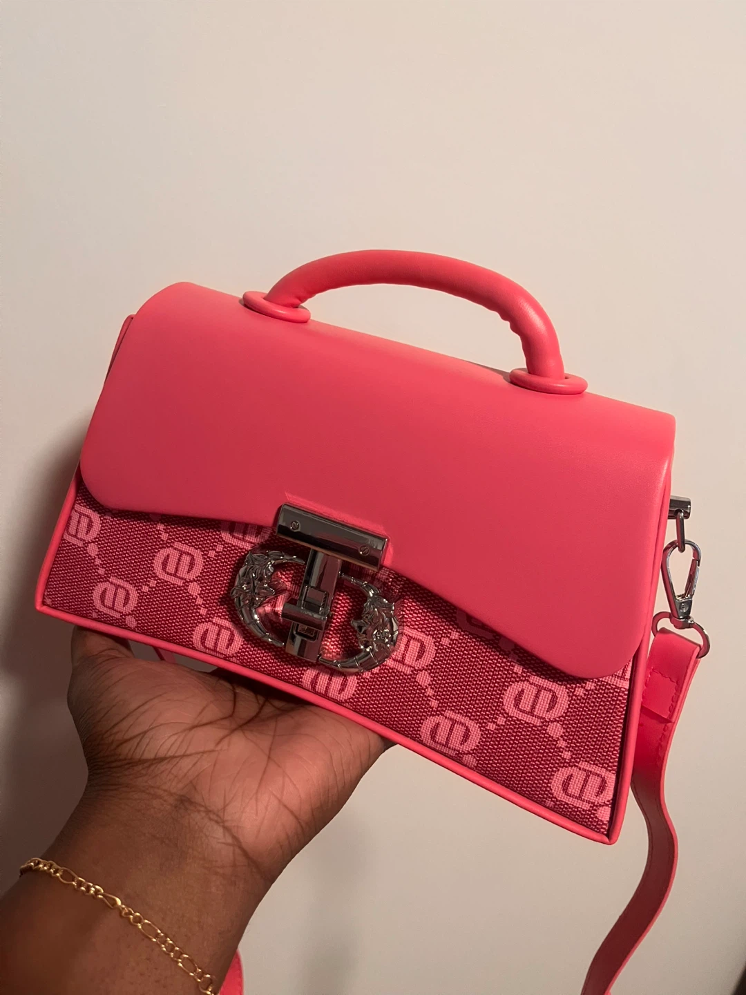 Pink Handbag with Monogram Detail - photo 2
