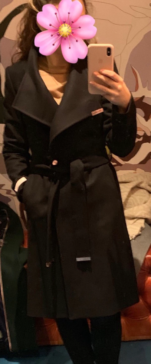 Ted Baked mid-length black wrap coat - photo 2