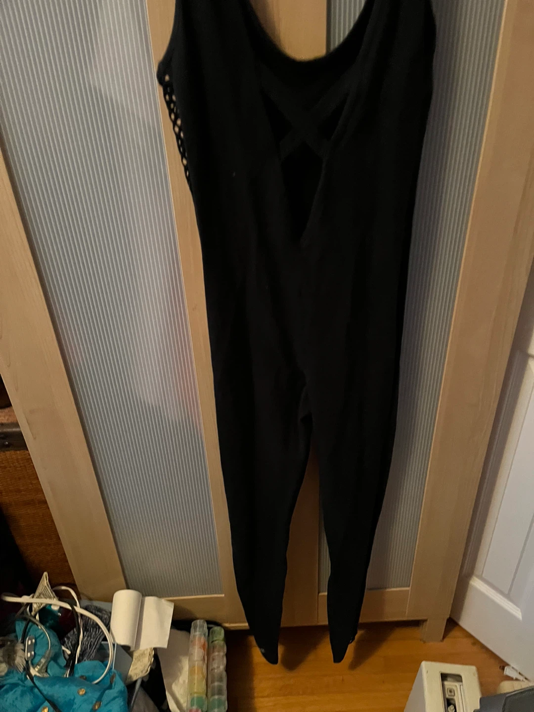 Black Bodysuit with Criss-Cross Back Detail - photo 2