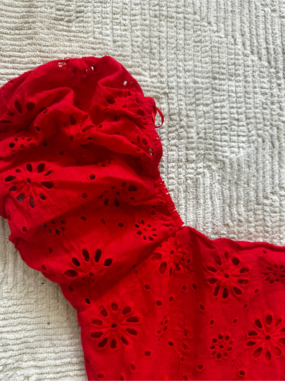 Red Eyelet Mini Dress - photo 3