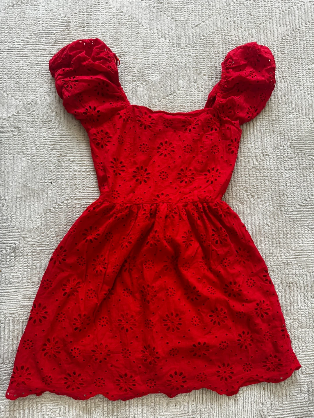 Red Eyelet Mini Dress