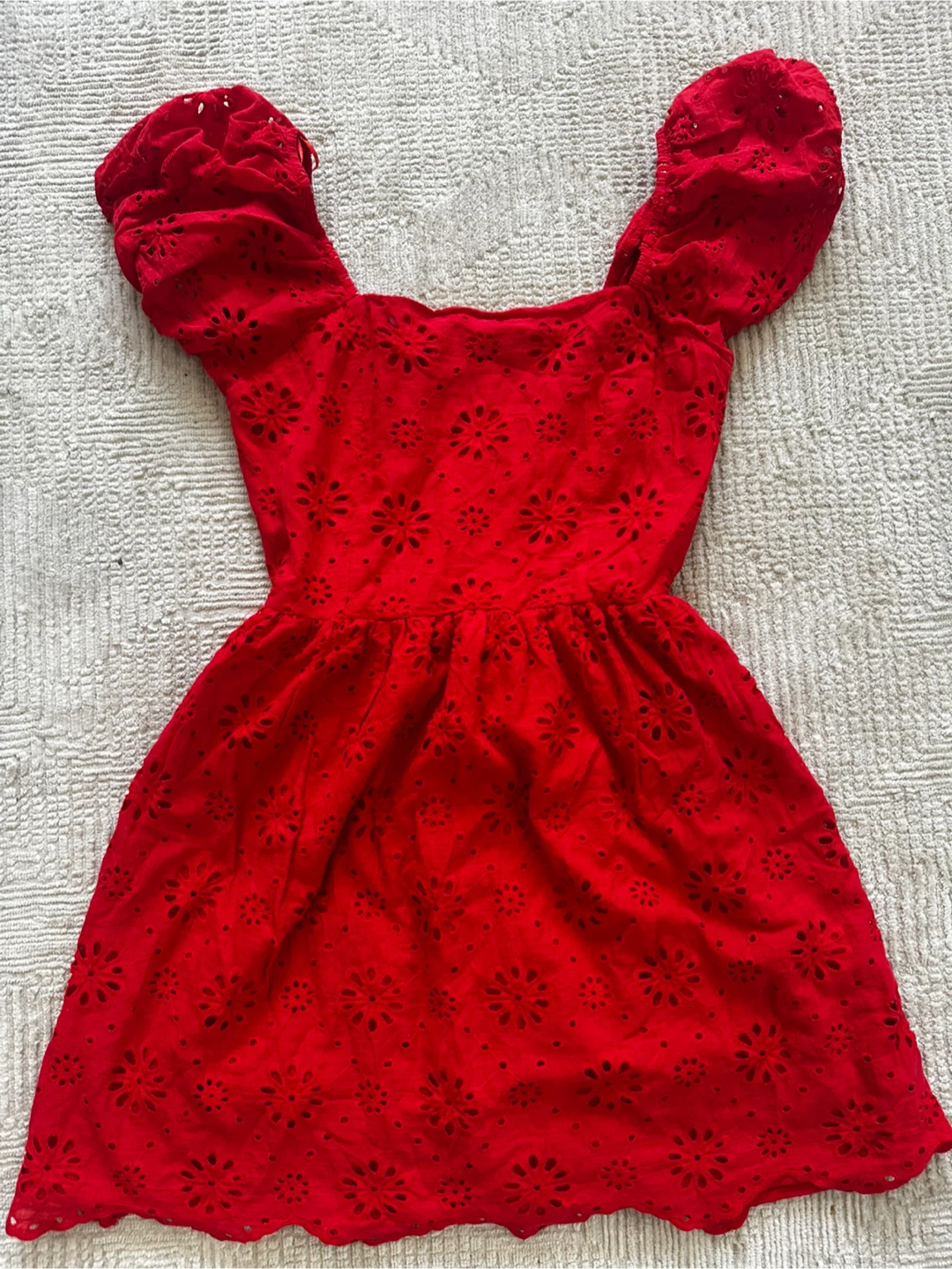 Red Eyelet Mini Dress - photo 2