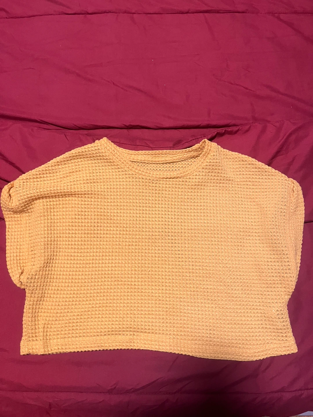Yellow Waffle Knit Top