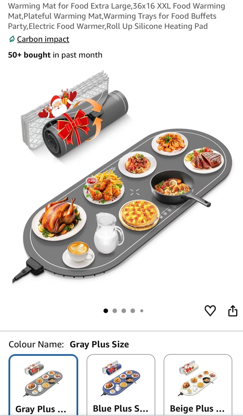 Wokalon Food Warming Mat - Gray Plus Size