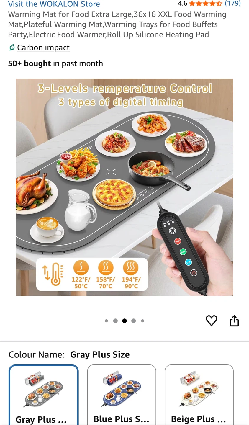 Wokalon Food Warming Mat - Gray Plus Size - photo 2
