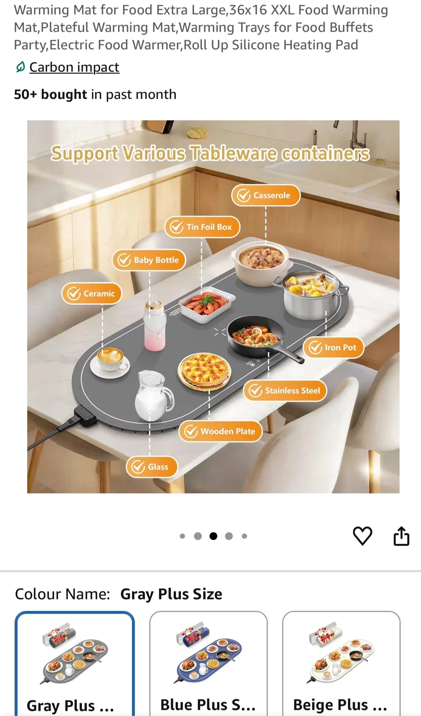 Wokalon Food Warming Mat - Gray Plus Size - photo 3