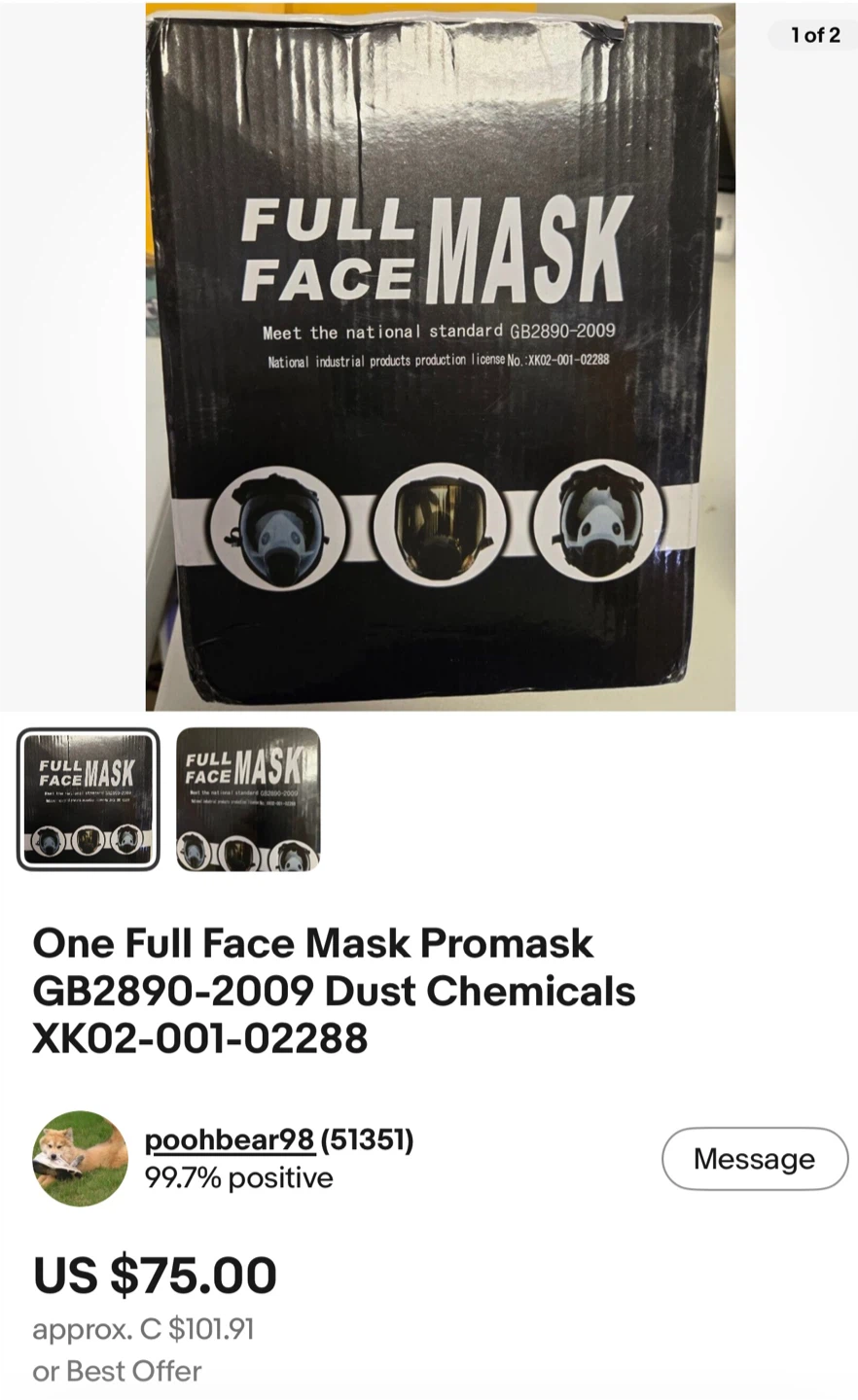 Full Face Mask GB2890-2009 Dust Chemicals