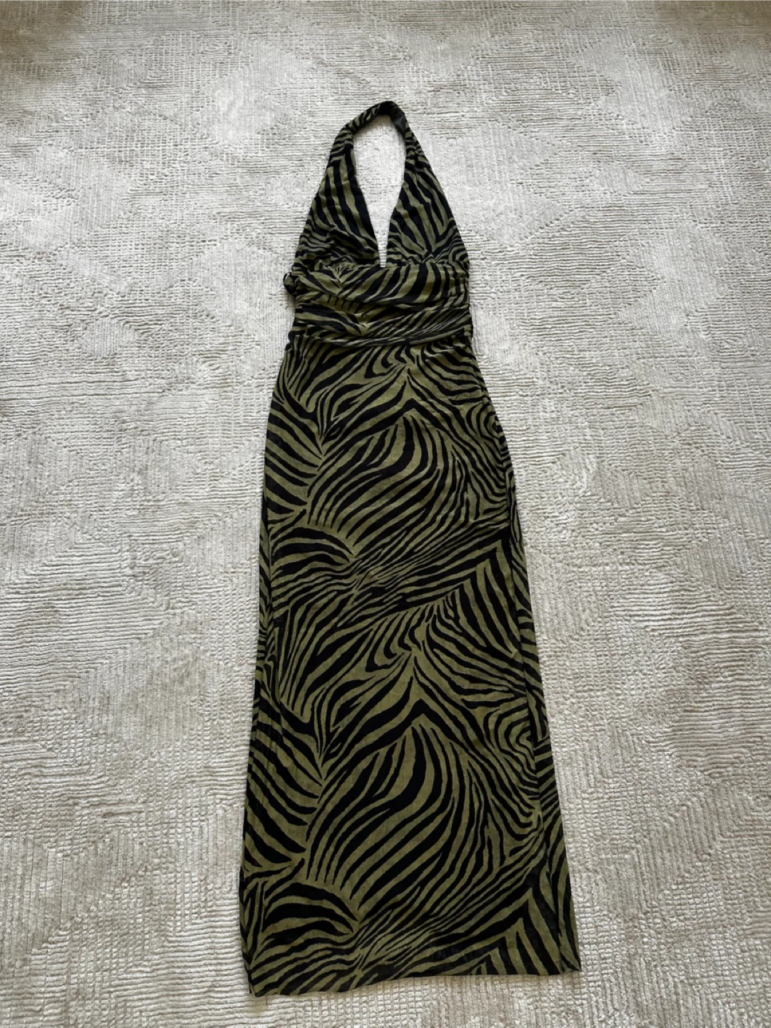 Zara Zebra Print Halter Maxi Dress - Size M
