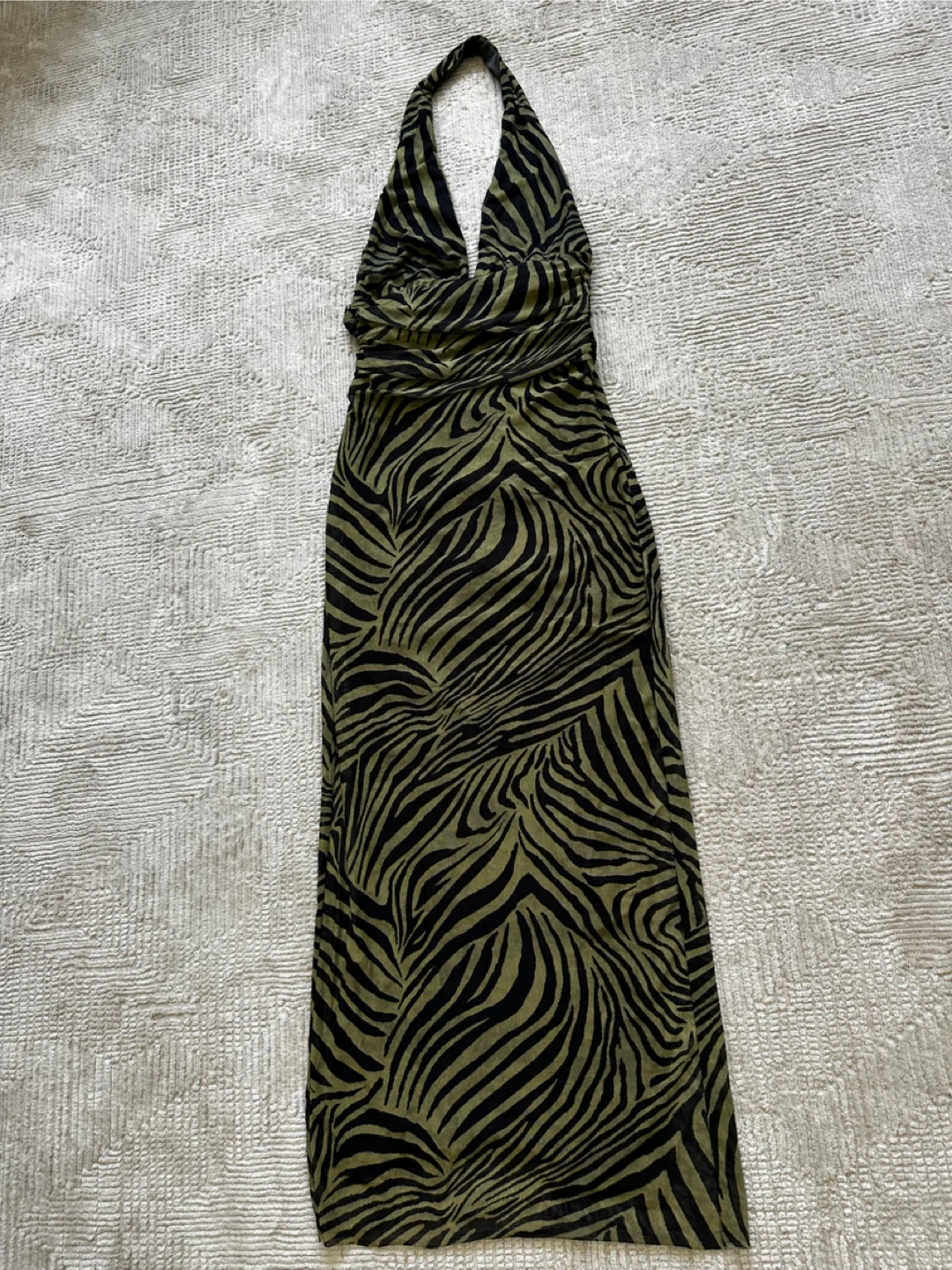 Zara Zebra Print Halter Maxi Dress - Size M - photo 2