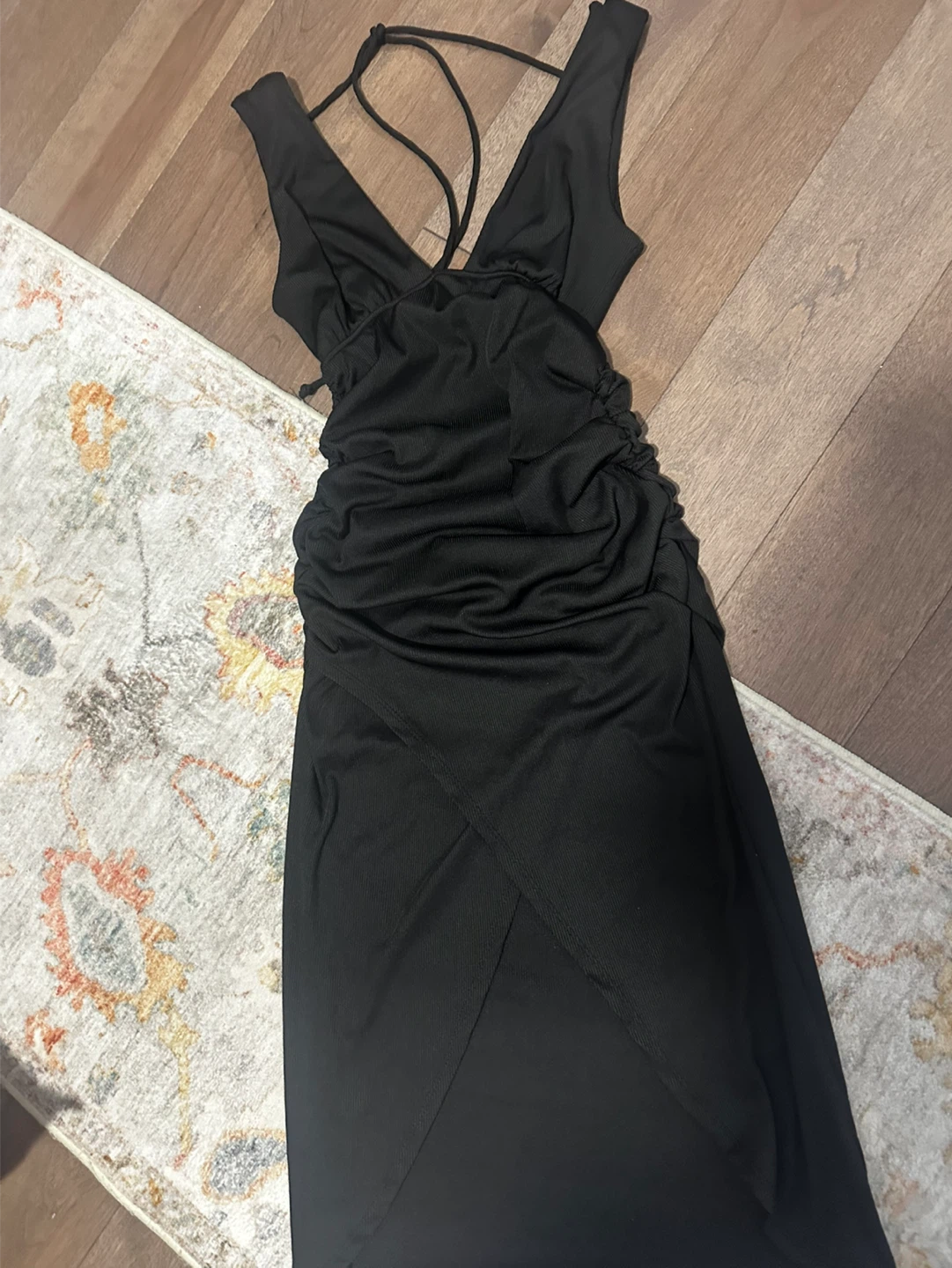 Black Ruched Midi Dress - photo 2