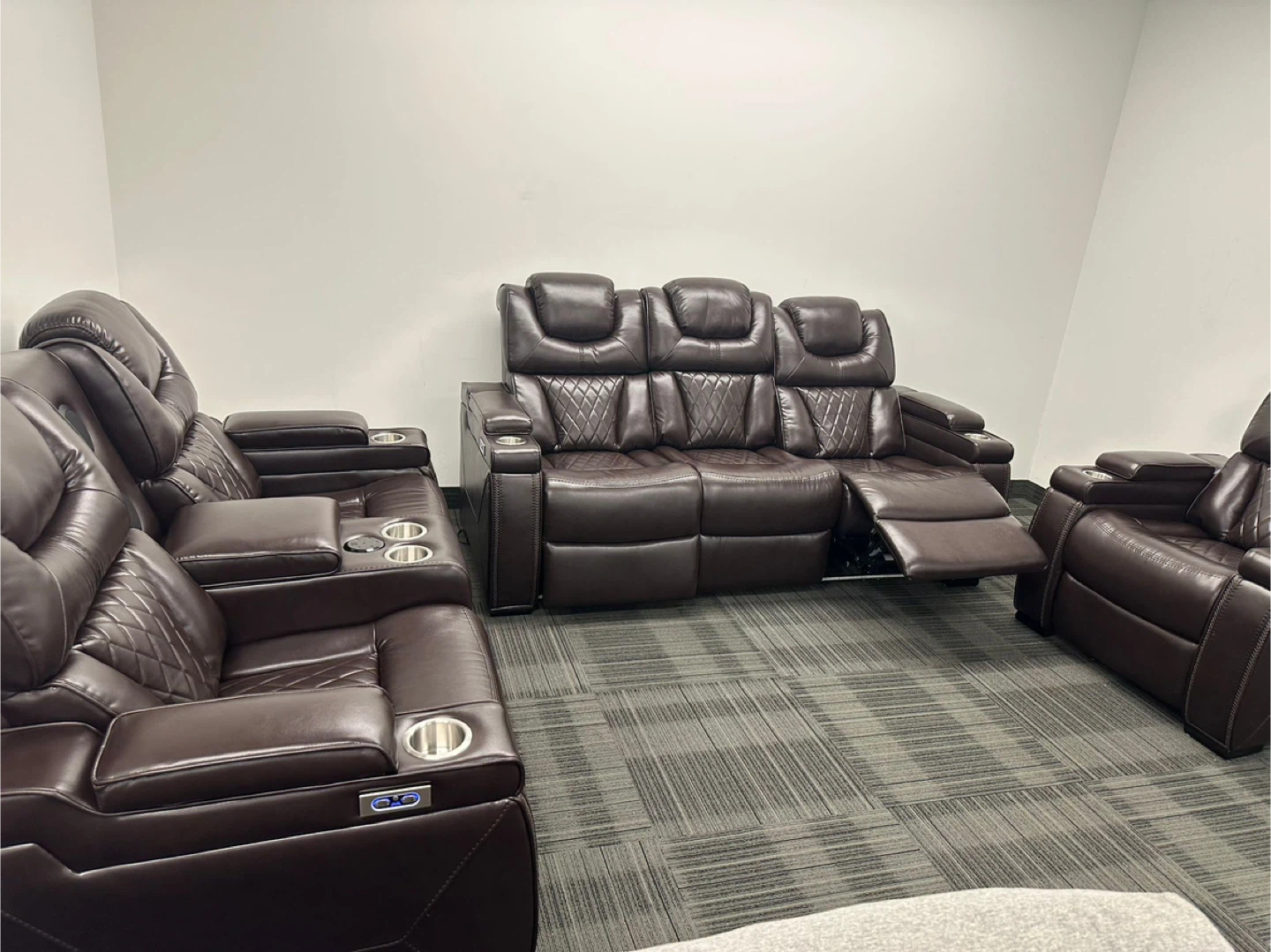 Dark Brown Leather Reclining  Sofa set