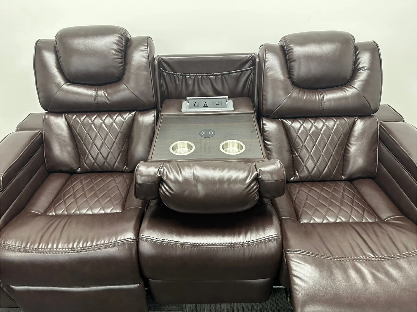 Dark Brown Leather Reclining  Sofa set - photo 2