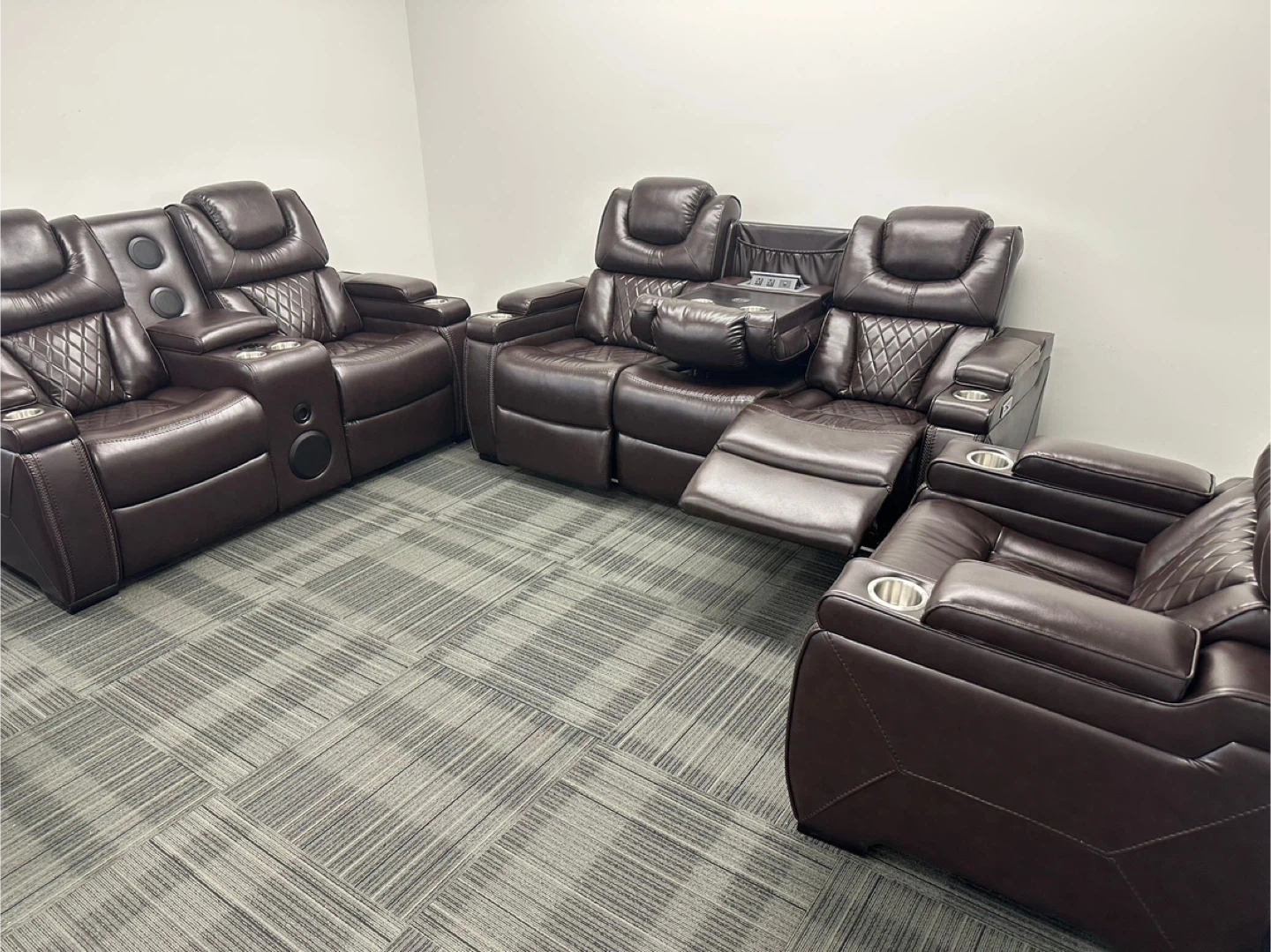 Dark Brown Leather Reclining  Sofa set - photo 4